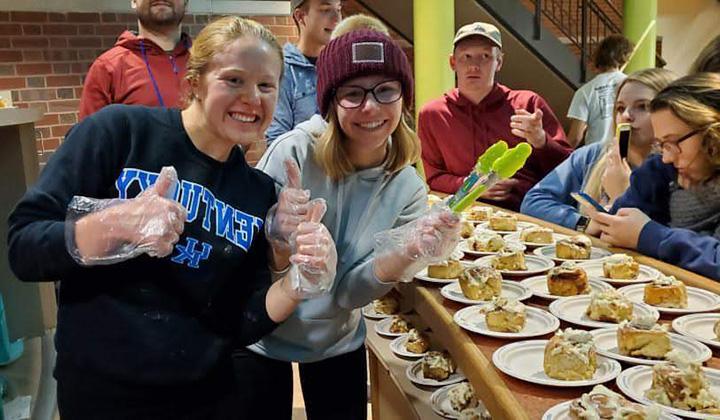 Students enjoying food at Phat Tuesday